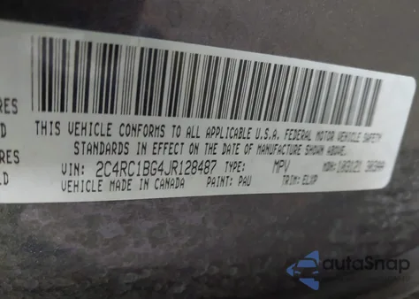 2018 Chrysler Pacifica Touring L z USA, uszkodzony, nr VIN 2C4RC1BG4JR128487